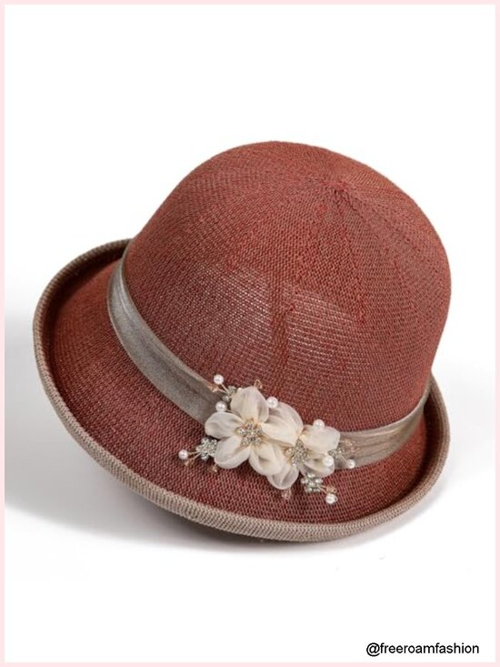 Elegant Floral Bucket Hat - Breathable Sun Hat with Adjustable Fit main image 5